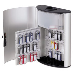 Durable Office Products Key Box Plus, 54-Key, Brushed Aluminum, Silver, 11.75 x 4.63 x 15.75