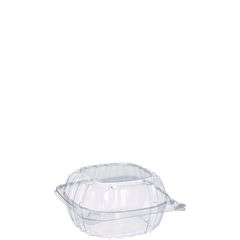 Dart ClearSeal Hinged-Lid Plastic Containers, 5.8 x 6 x 3, Clear, Plastic, 125/Pack, 4 Packs/Carton