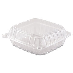 Dart ClearSeal Hinged-Lid Plastic Containers, 8.3 x 8.3 x 3, Clear, Plastic, 250/Carton