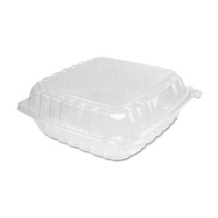 Dart ClearSeal Hinged-Lid Plastic Containers, 9.3 x 8.8 x 3, Clear, Plastic, 100/Bag, 2 Bags/Carton