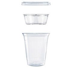 Dart Clear PET Cups with Single Compartment Insert, 12 oz, Clear, 500/Carton