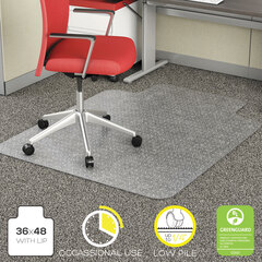 deflecto EconoMat Occasional Use Chair Mat, Low Pile Carpet, Roll, 36 x 48, Lipped, Clear
