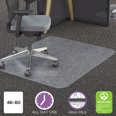 deflecto All Day Use Chair Mat - All Carpet Types, 46 x 60, Rectangle, Clear