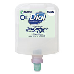 Dial Professional Antibacterial Gel Hand Sanitizer Refill for Dial 1700 Dispenser, 1.2 L Refill, Fragrance-Free, 3/Carton