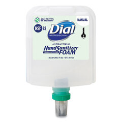 Dial Professional Antibacterial Foaming Hand Sanitizer Refill for Dial 1700 V Dispenser, Fragrance-Free, 1.2 L, 3/Carton