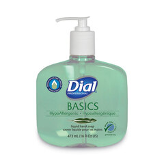 Dial Professional Basics MP Free Liquid Hand Soap, Unscented, 16 oz Pump Bottle, 12/Carton