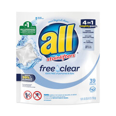Dial Professional Mighty Pacs Free and Clear Super Concentrated Laundry Detergent, 39/Pack, 6 Packs/Carton