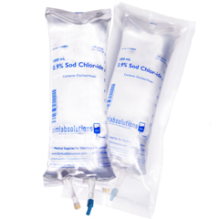DIAIV058601-CSB - SimLabSolutions - 50 mL 0.9% Sod Chlor-Ide Blue Capped Port Simulated Iv Bags For Simulation, 100/CS