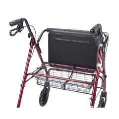 10215RD-1 - Drive Medical - Heavy Duty Bariatric Walker Rollator with Large Padded Seat, Red