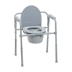 Drive Medical Steel Folding Deep Seat Bedside Commode, Gray