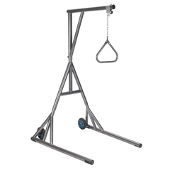 13039SV - Drive Medical - Heavy Duty Trapeze with Base and Wheels, Silver Vein