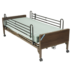 Drive Medical Delta Ultra Light Semi Electric Hospital Bed with Full Rails and Foam Mattress
