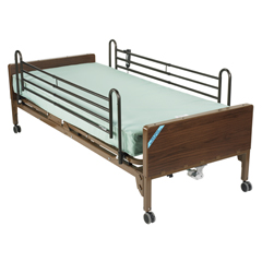 Drive Medical Delta Ultra Light Semi Electric Hospital Bed with Full Rails and Innerspring Mattress