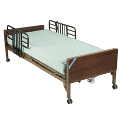 15033BV-PKG-1-T - Drive Medical - Delta Ultra Light Full Electric Hospital Bed with Half Rails and Therapeutic Support Mattress