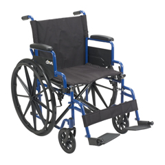 Drive Medical Blue Streak Wheelchair with Flip Back Desk Arms, Swing Away Footrests, 16