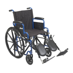 Drive Medical Blue Streak Wheelchair with Flip Back Desk Arms, Elevating Leg Rests, 18