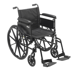 Drive Medical Cruiser X4 Lightweight Dual Axle Wheelchair with Adjustable Detachable Arms, Full Arms, Swing Away Footrests, 18