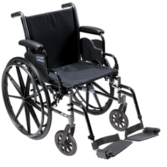 Drive Medical Cruiser III Light Weight Wheelchair with Flip Back Removable Arms, Desk Arms, Swing away Footrests, 20