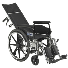 Drive Medical Viper Plus GT Full Reclining Wheelchair, Detachable Full Arms, 20