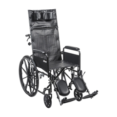 Drive Medical Silver Sport Full-Reclining Wheelchair, Full Arms, 16