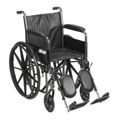 Drive Medical Silver Sport 2 Wheelchair, Detachable Full Arms, Elevating Leg Rests, 16