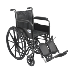 Drive Medical Silver Sport 2 Wheelchair, Non Removable Fixed Arms, Elevating Leg Rests, 18