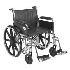 Drive Medical Sentra EC Heavy Duty Wheelchair, Detachable Full Arms, Swing away Footrests, 22