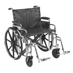 Drive Medical Sentra Extra Heavy Duty Wheelchair, Detachable Desk Arms, Swing away Footrests, 24