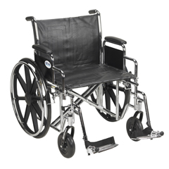 Drive Medical Sentra EC Heavy Duty Wheelchair, Detachable Desk Arms, Swing away Footrests, 24