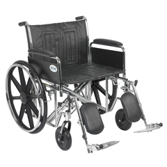 Drive Medical Sentra EC Heavy Duty Wheelchair, Detachable Full Arms, Elevating Leg Rests, 24