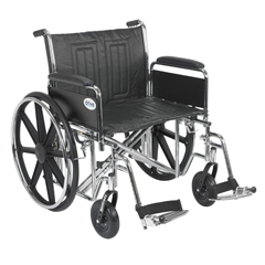 Drive Medical Sentra EC Heavy Duty Wheelchair, Detachable Full Arms, Swing away Footrests, 24