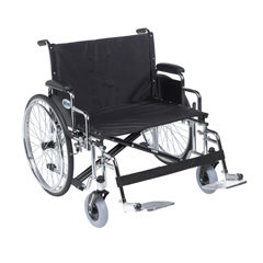 Drive Medical Sentra EC Heavy Duty Extra Wide Wheelchair, Detachable Desk Arms, Swing away Footrests, 28
