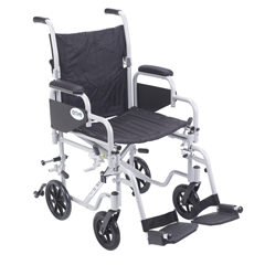 Drive Medical Poly Fly Light Weight Transport Chair Wheelchair with Swing away Footrests, 18