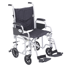 Drive Medical Poly Fly Light Weight Transport Chair Wheelchair with Swing away Footrests, 20
