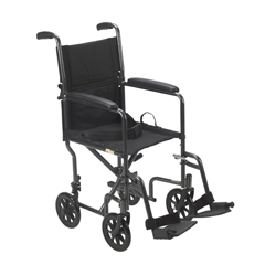 Drive Medical Lightweight Steel Transport Wheelchair, Fixed Full Arms, 19
