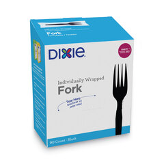 Dixie Grab’N Go Wrapped Cutlery, Forks, Black, 90/Box, 6 Box/Carton