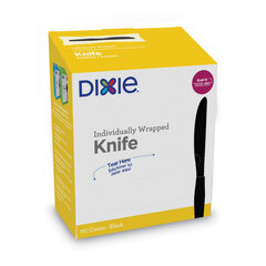 Dixie Grab’N Go Wrapped Cutlery, Knives, Black, 90/Box, 6 Box/Carton