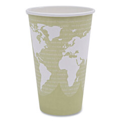 Eco-Products World Art Renewable and Compostable Hot Cups, 16 oz, Moss, 50/Pack