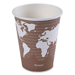 Eco-Products World Art Renewable and Compostable Hot Cups, 8 oz, Plum, 50/Pack