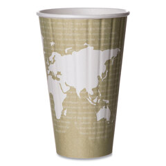 Eco-Products World Art Renewable and Compostable Insulated Hot Cups, PLA, 16 oz, 40/Packs, 15 Packs/Carton