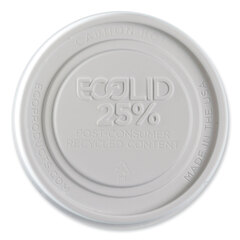 Eco-Products Evolution World EcoLid 25% Recycled Food Container Lid, Fits 12 to 32 oz Containers, White, Plastic, 500/Carton