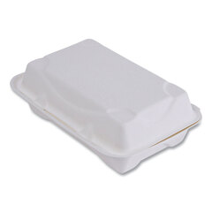 Eco-Products Vanguard Renewable and Compostable Sugarcane Clamshells, 1-Compartment, 9 x 6 x 3, White, 250/Carton
