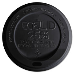 Eco-Products Eco-Lid 25% Recycled Content Hot Cup Lid, Fits 10-20oz Cups, Black