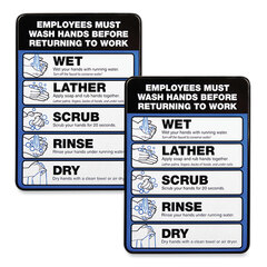 Excello Global Products Employees Must Wash Hands Indoor Wall Sign, 5