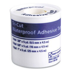 First Aid Only Tri-Cut Waterproof-Adhesive Medical Tape with Dispenser, Tri-Cut Width (0.38