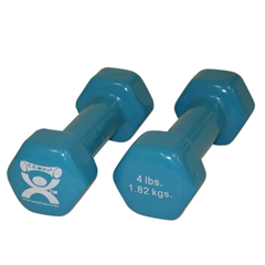 Fabrication Enterprises CanDo&reg; Vinyl Coated Dumbbell - 4 lb. - Light Blue, Pair