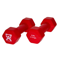 Fabrication Enterprises CanDo&reg; Vinyl Coated Dumbbell - 6 lb. - Red, Pair