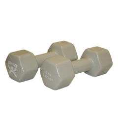 Fabrication Enterprises CanDo&reg; Vinyl Coated Dumbbell - 15 lb. - Silver, Pair