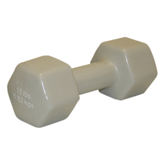 Fabrication Enterprises CanDo&reg; Vinyl Coated Dumbbell - 15 lb. - Silver, Each