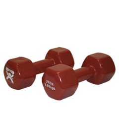 Fabrication Enterprises CanDo&reg; Vinyl Coated Dumbbell - 20 lb. - Brown, Pair
